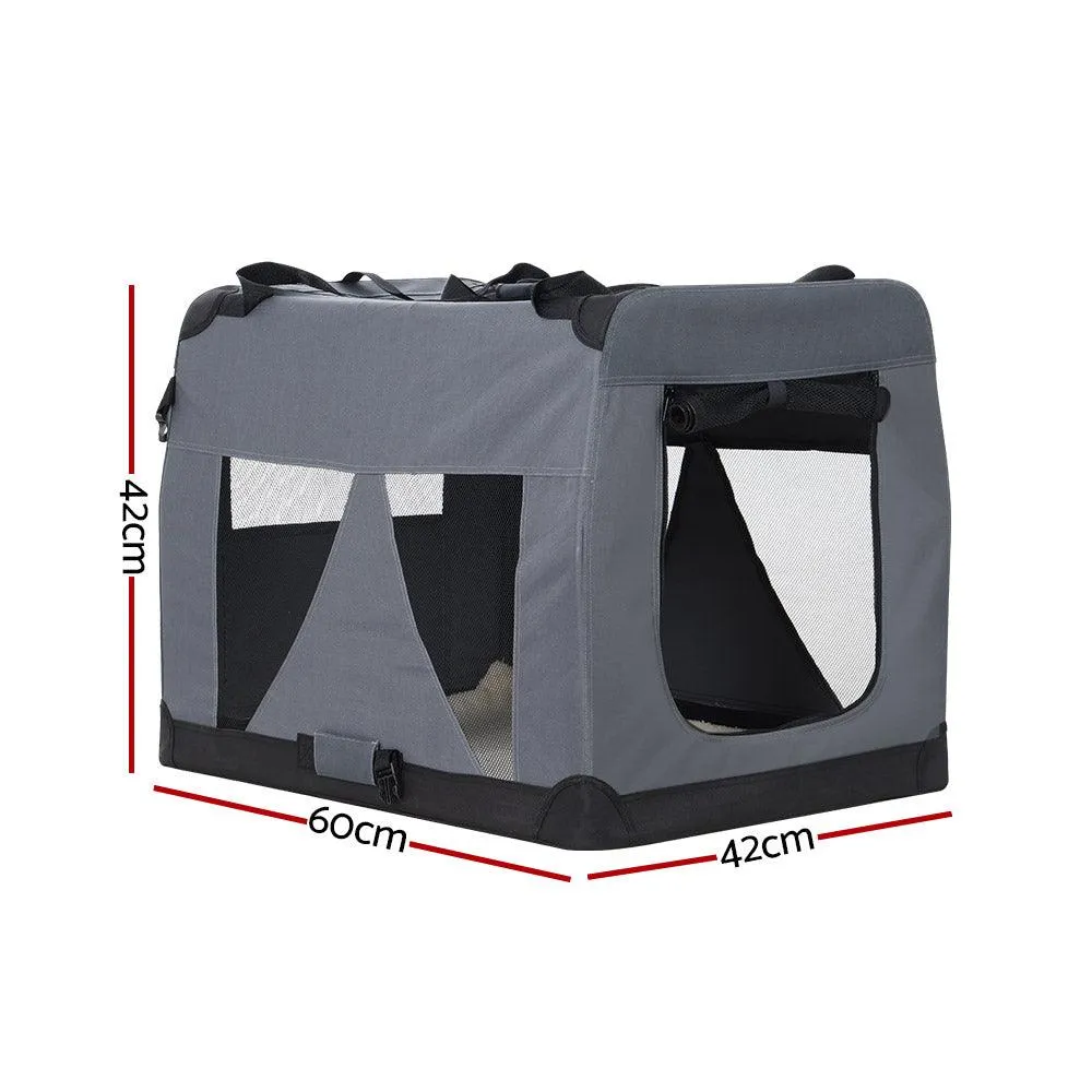 Pet Carrier Soft Crate Dog Cat Portable Foldable - Grey