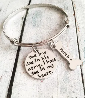 Pet loss- Hand stamped dog bangle - Pet memorial