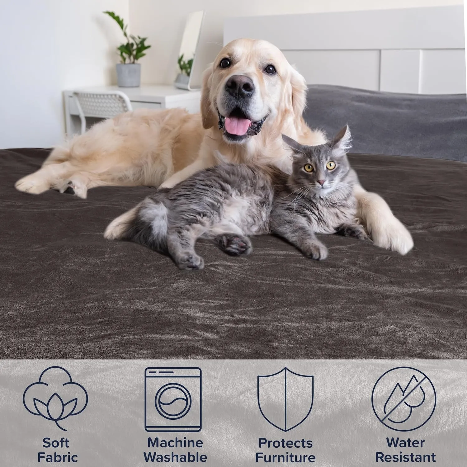 PETMAKER Dog Blanket - 80x100in Reversible Sherpa Blanket - Throw Blankets for Bed, Couch, or Car - Machine Washable Puppy Essentials (Charcoal)