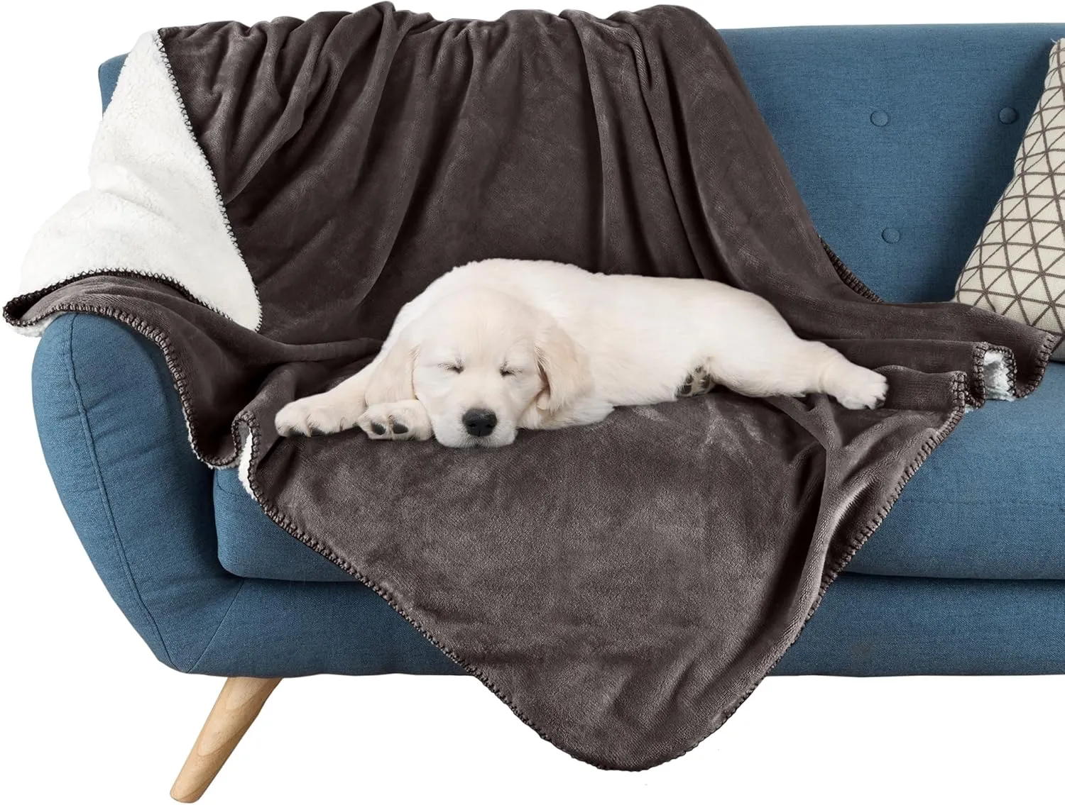 PETMAKER Dog Blanket - 80x100in Reversible Sherpa Blanket - Throw Blankets for Bed, Couch, or Car - Machine Washable Puppy Essentials (Charcoal)