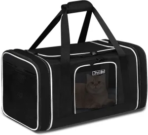 Petskd Length-Expandable Pet Carrier 18x11x11 Inches Delta American United Airline Approved, Soft Pet Travel Carrier for Small Cats Dogs with Zipper Locks and Anti-Scratch Mesh(Black)