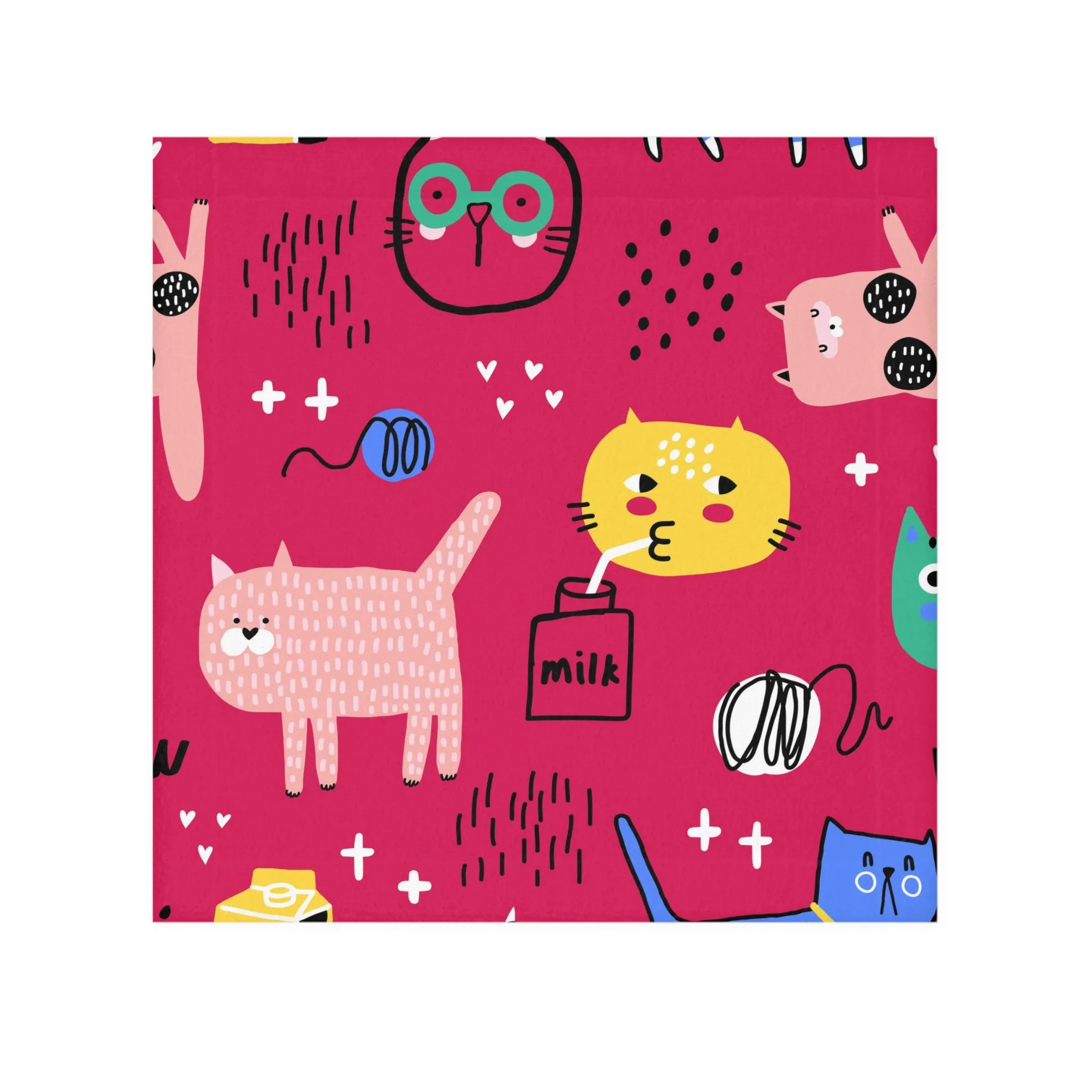 Pink Cat Face Towel