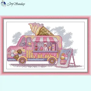 Pink Ice Cream Truck Counted Cross Stitch Kits