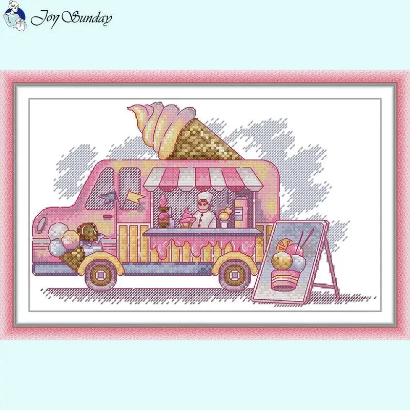 Pink Ice Cream Truck Counted Cross Stitch Kits
