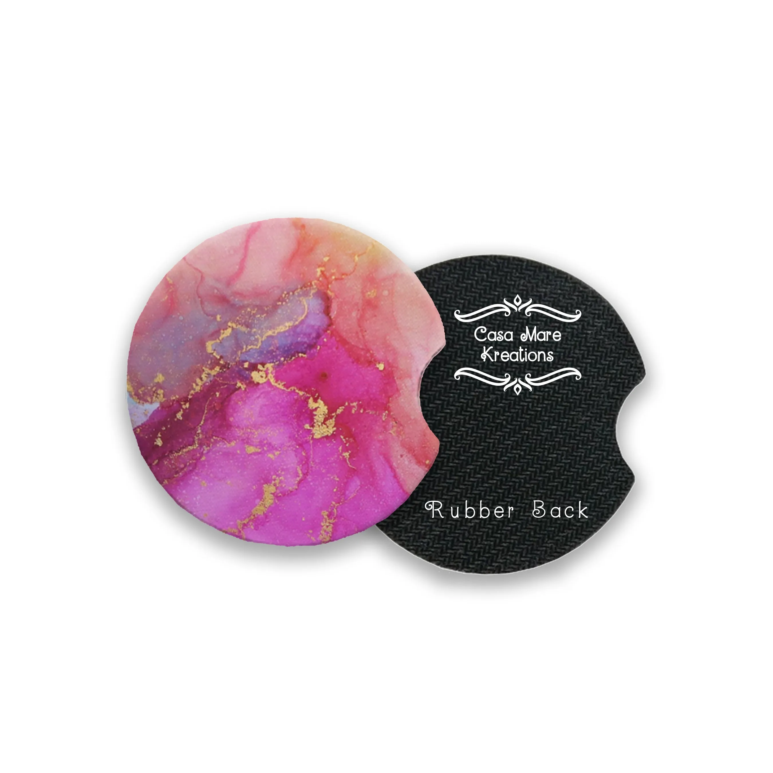 Pink Marble 2.75" Car Coasters