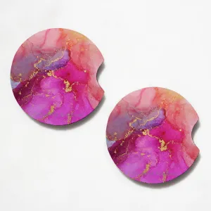 Pink Marble 2.75" Car Coasters