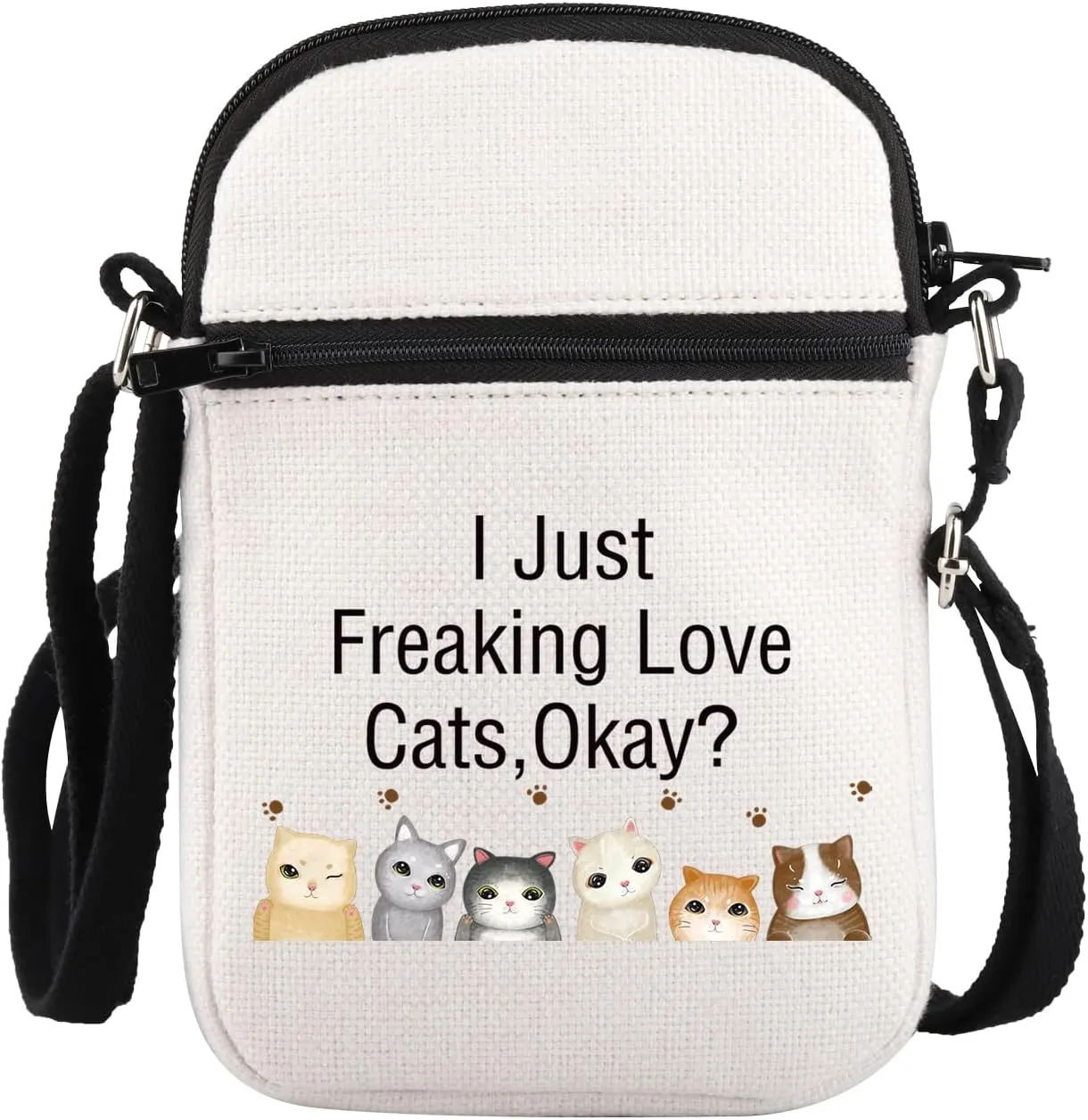 PLITI Cat Crossbody Bags Cat Lover Gifts Crazy Cat Lady Birthday Gift I Just Freaking Love Cats Crossbody Purse