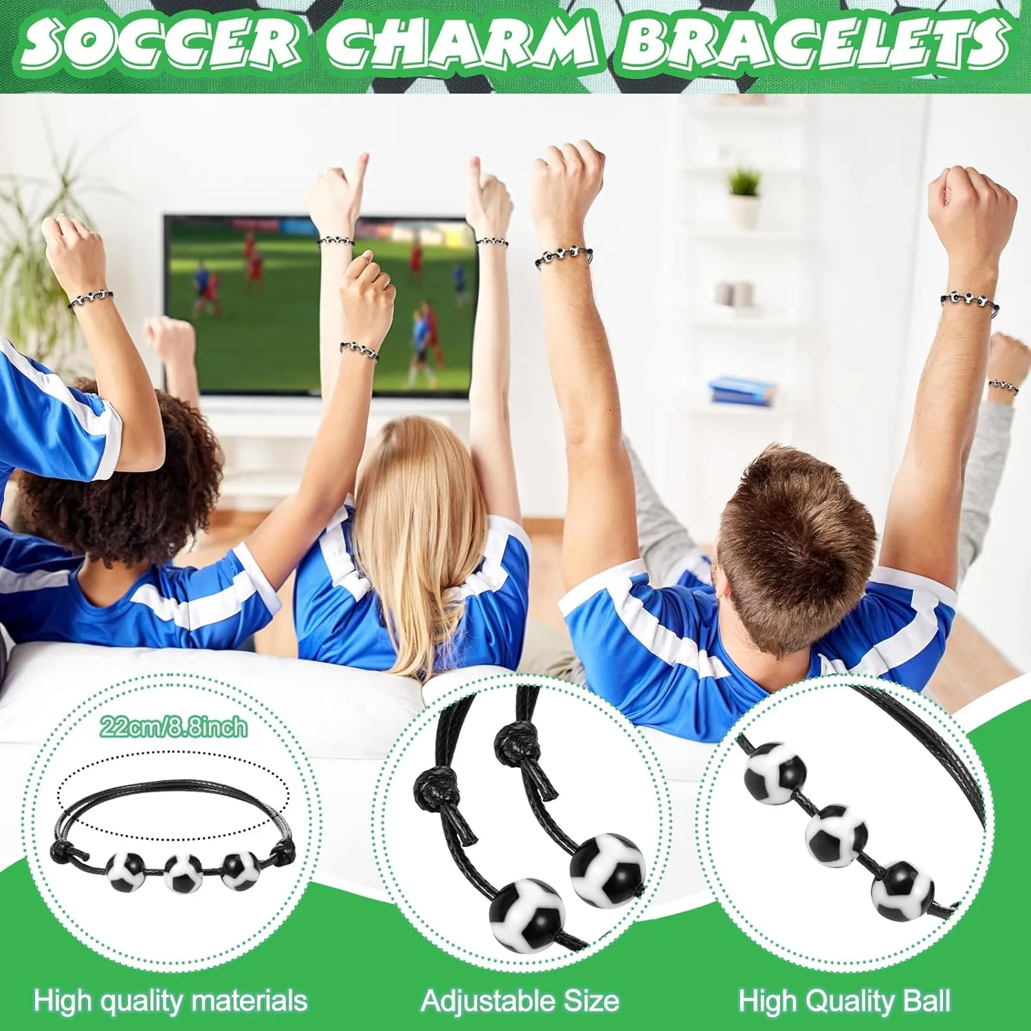 Poen 48 Pcs Soccer Party Favors Include 12 Drawstring Backpack 12 Mini Soccer 12 Keychain 12 Wax Thread Braided Bracelet Inspirational Team Gift