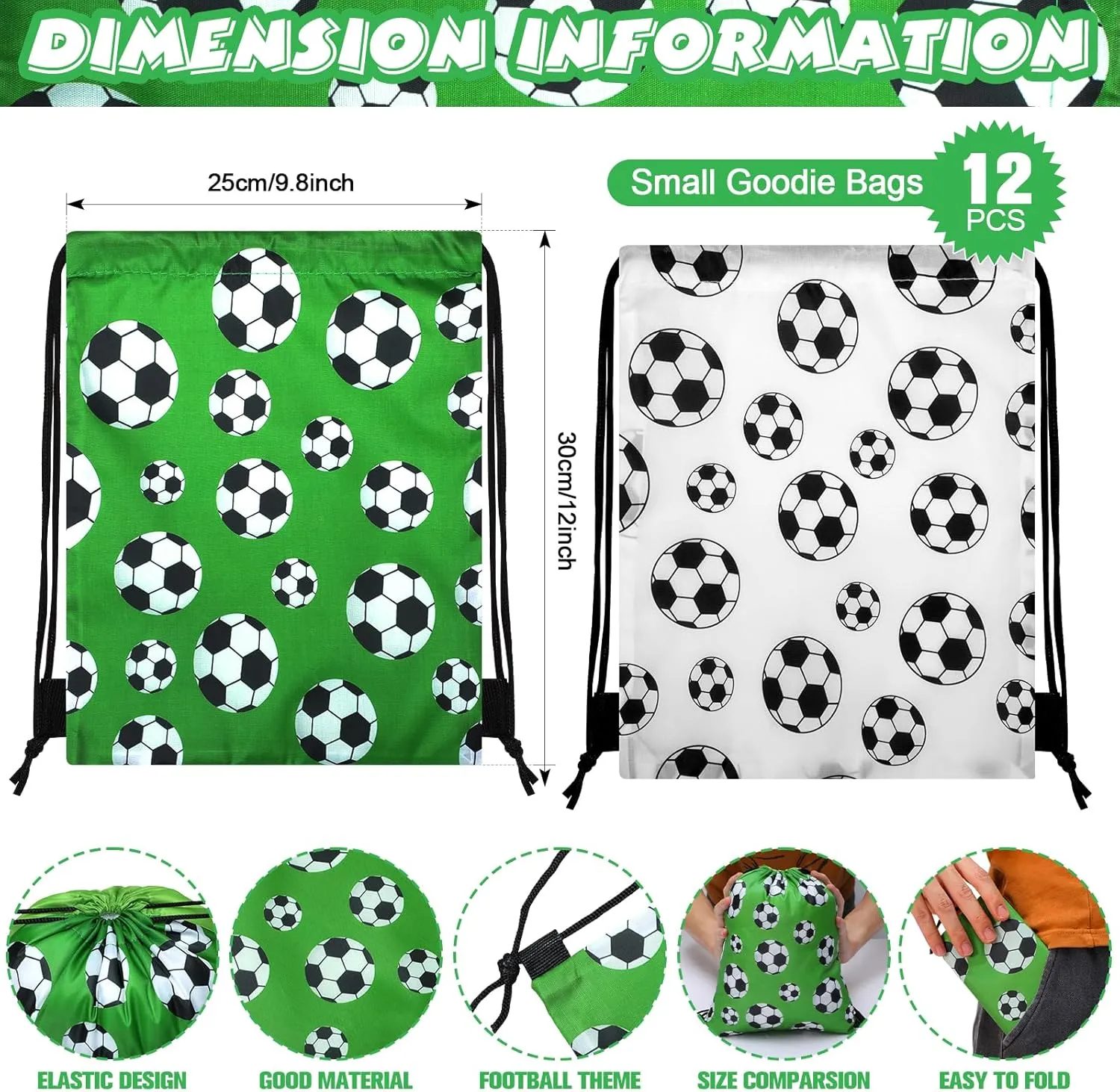 Poen 48 Pcs Soccer Party Favors Include 12 Drawstring Backpack 12 Mini Soccer 12 Keychain 12 Wax Thread Braided Bracelet Inspirational Team Gift