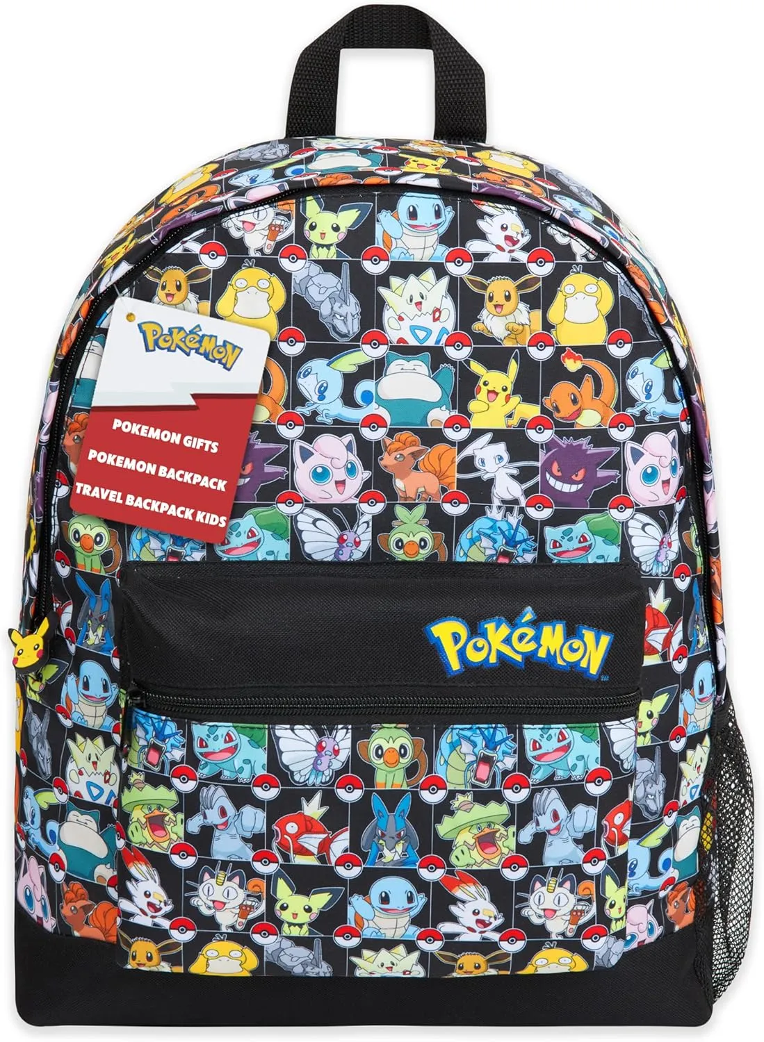 Pokemon Backpack Kids School Bag Boys Girls Teens Pikachu Eevee Pokeball (Multicolor)