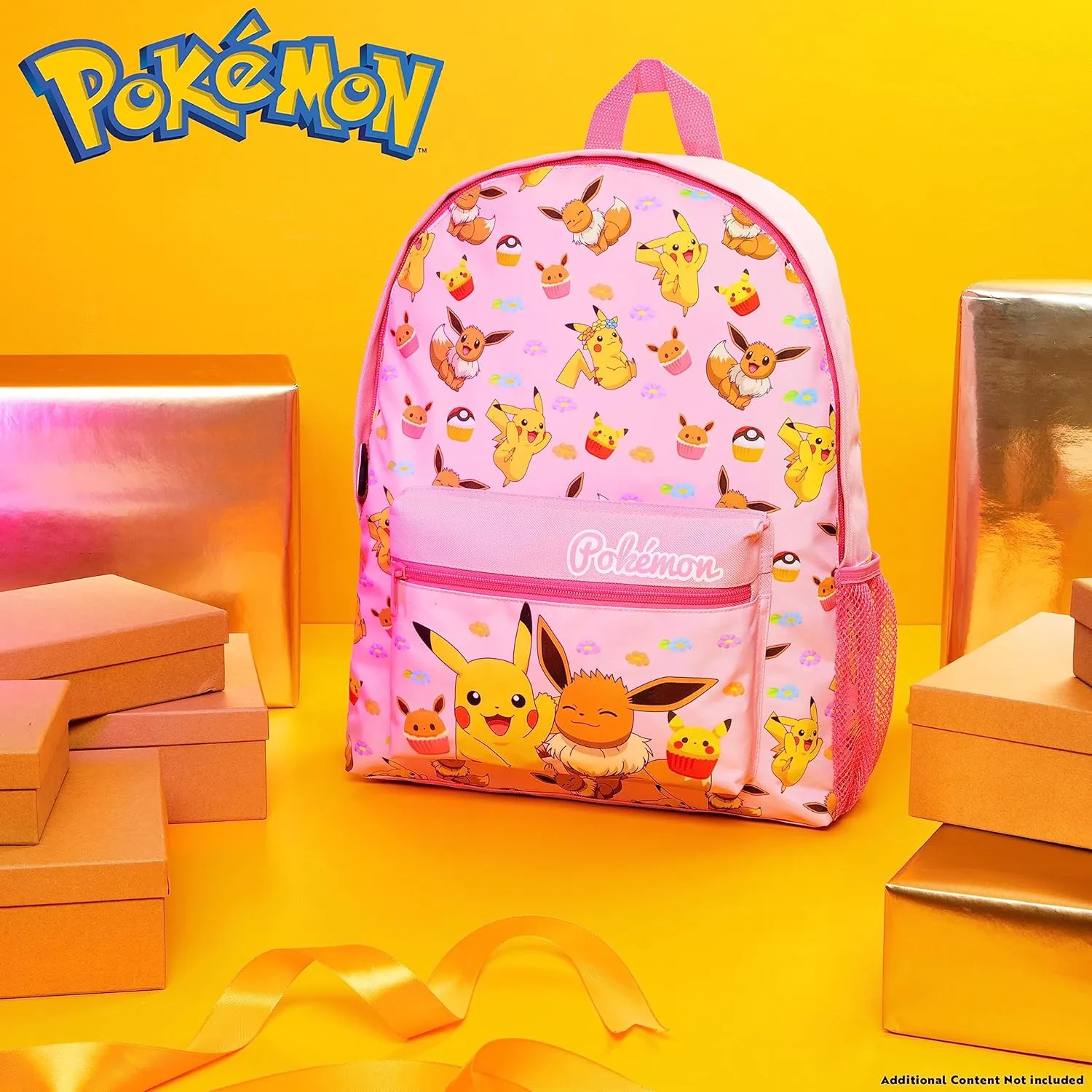 Pokemon Backpack Kids School Bag Boys Girls Teens Pikachu Eevee Pokeball (Pink)