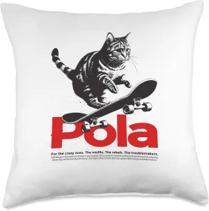 POLA - Adorable girl name with cute Cat Throw Pillow