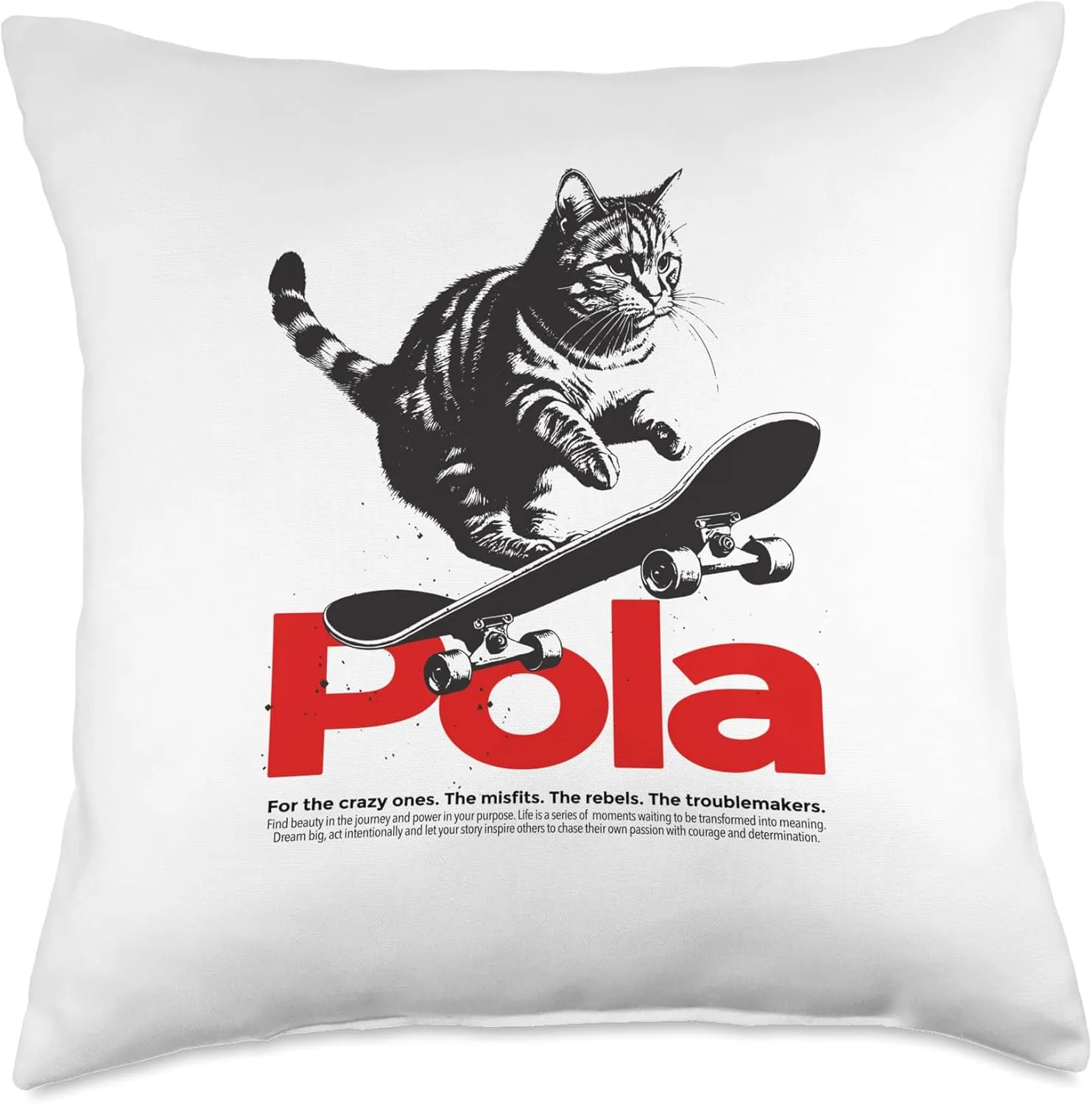 POLA - Adorable girl name with cute Cat Throw Pillow