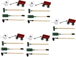 POPETPOP 4 Sets Mini Gardening Tool for Dollhouse Accessory Miniature Garden Decor Realistic Fairy Garden Tool Kit for Creative Micro Scene Decoration