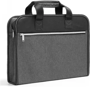 Portable Briefcase with Handle, Waterproof Oxford Laptop Bag, File Storage for School Office Business, 14.96*14.41*3.54in (Grey)