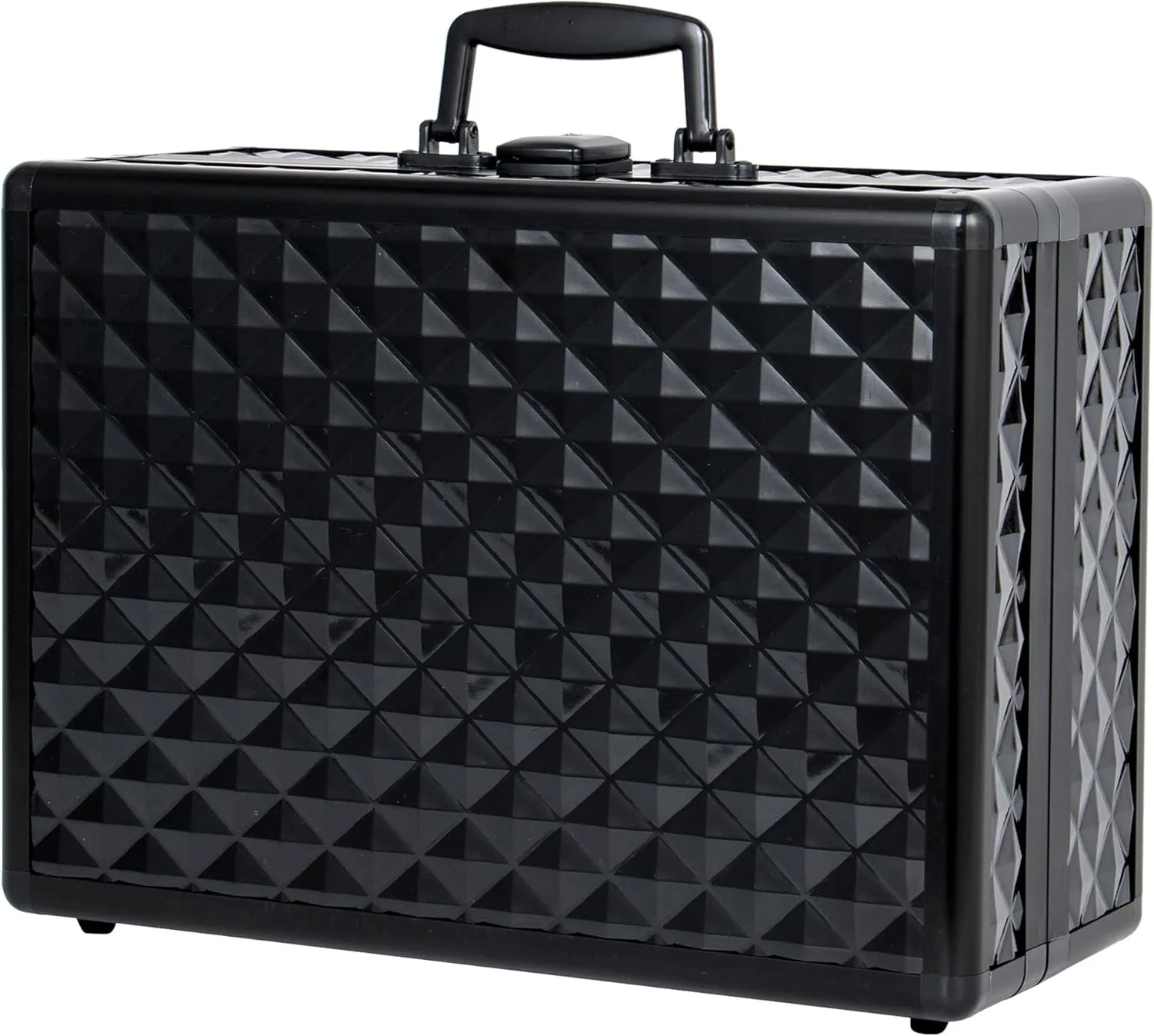 Portable Makeup Case with LED Mirror, Adjustable Lighting and Lockable Storage, for Travel, Black
