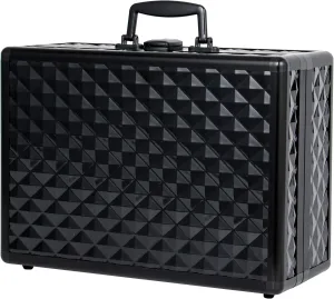 Portable Makeup Case with LED Mirror, Adjustable Lighting and Lockable Storage, for Travel, Black