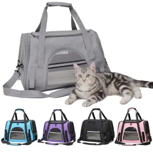 Portable Soft-Sided Foldable Carrier with Breathable Mesh Travel Handbag for Pets