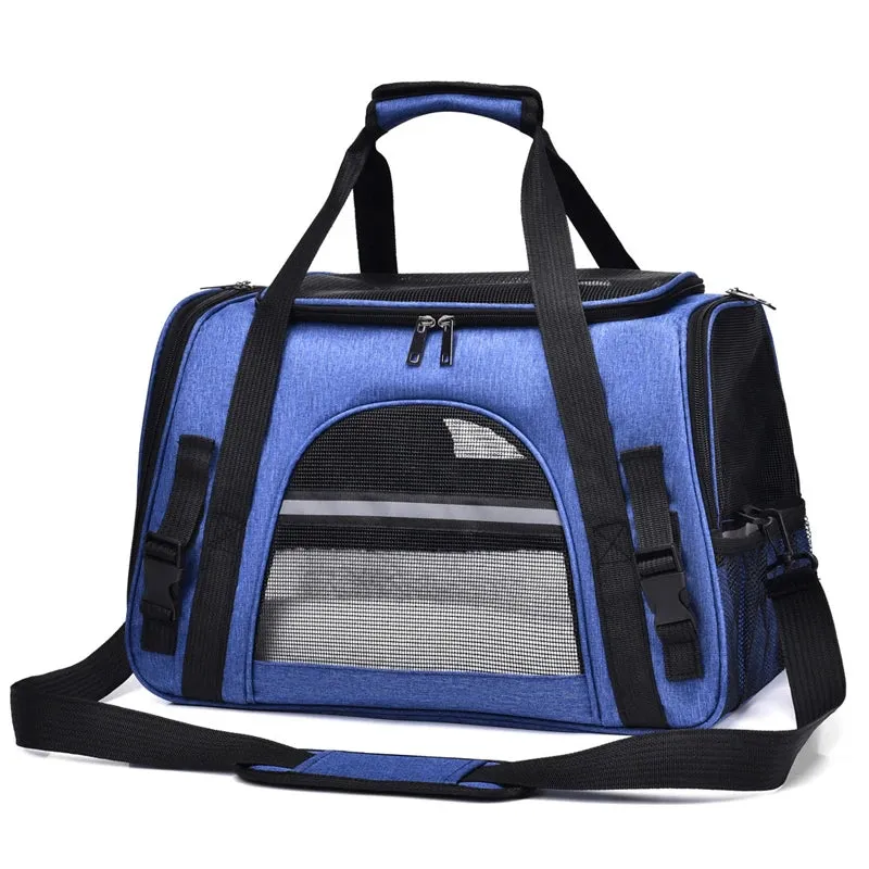 Portable Soft-Sided Foldable Carrier with Breathable Mesh Travel Handbag for Pets