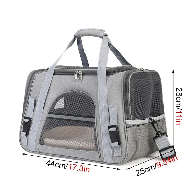 Portable Soft-Sided Foldable Carrier with Breathable Mesh Travel Handbag for Pets