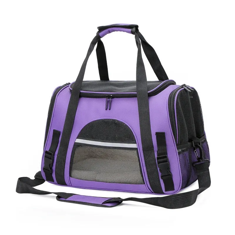 Portable Soft-Sided Foldable Carrier with Breathable Mesh Travel Handbag for Pets