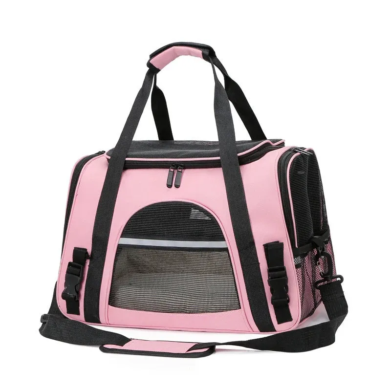 Portable Soft-Sided Foldable Carrier with Breathable Mesh Travel Handbag for Pets