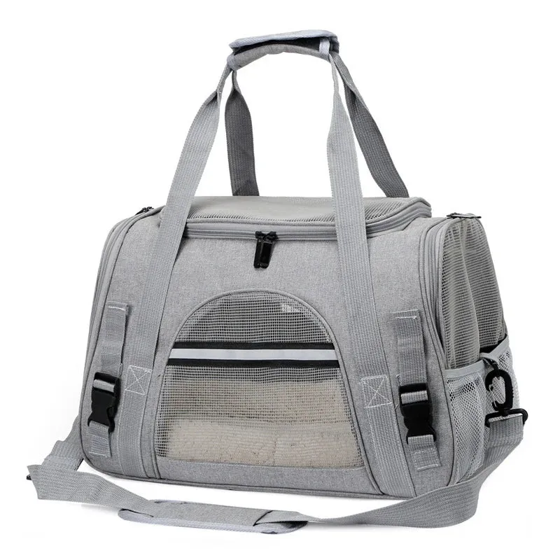 Portable Soft-Sided Foldable Carrier with Breathable Mesh Travel Handbag for Pets