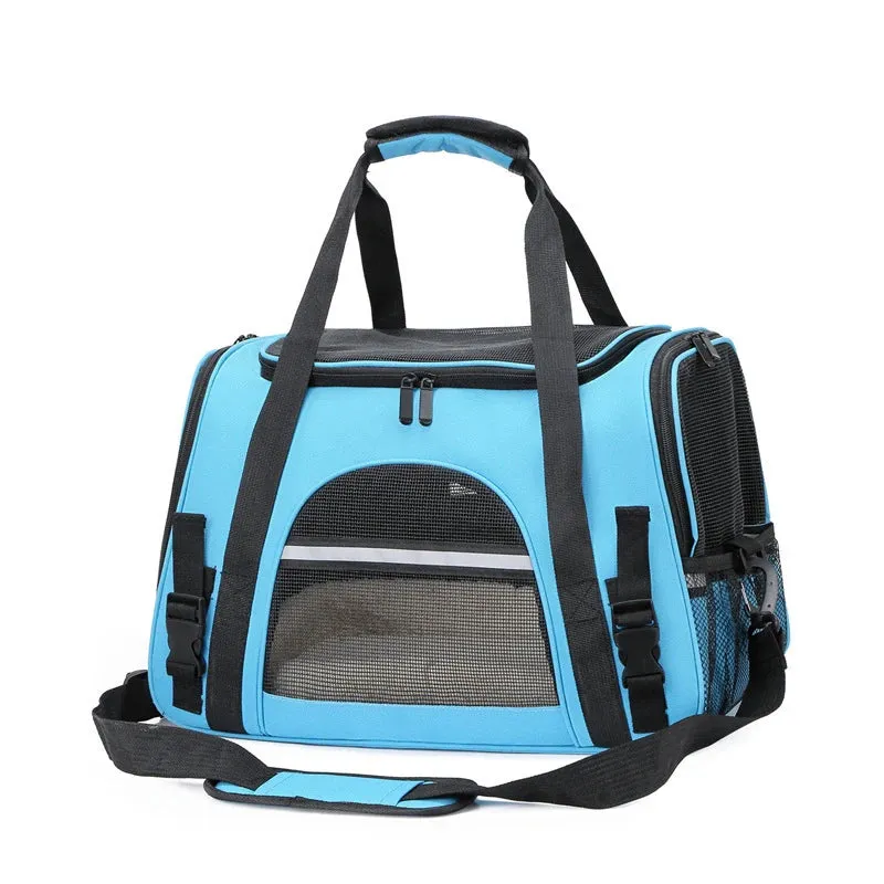 Portable Soft-Sided Foldable Carrier with Breathable Mesh Travel Handbag for Pets