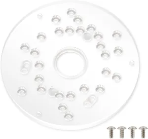 POWERTEC Router Base Plate Acrylic 5-3/4" w/Screws & Predrilled Holes for Trim & Plunge Routers, Clear Guide Bushing Router Plate, Fits Listed Models Bosch, DeWalt, Makita, Porter Cable & More - 71381