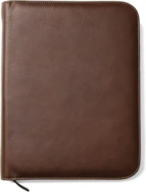 Premium Maruse Leather Portfolio Padfolio - Executive Folio for Men and Women with Zipper, Folio Document Organizer, Laptop Sleeve, iPad Case and Folder - Made in Italy, Brown