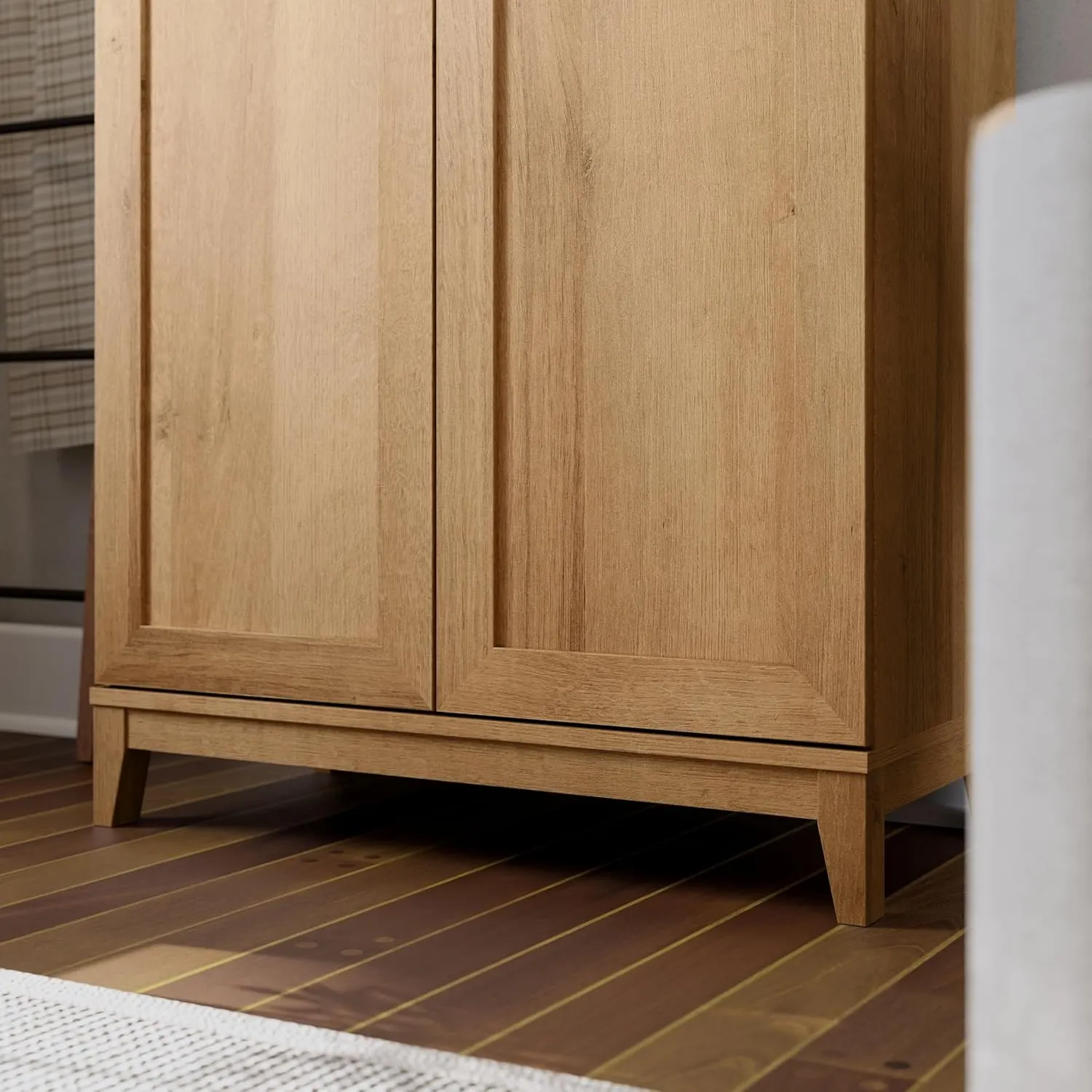 Prepac Yaletown 72" Tall Storage Cabinet with Wood Legs, Pantry Cabinet with 3 Adjustable Shelves, Bathroom, Kitchen and Home Organization in Natural Oak, 16" D x 32" W x 72" H
