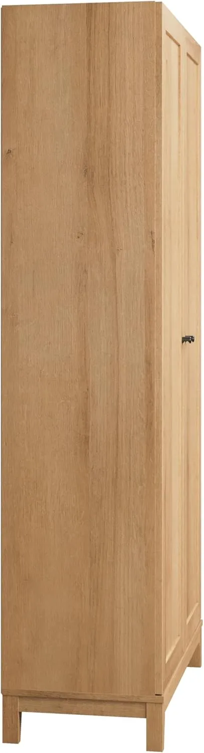 Prepac Yaletown 72" Tall Storage Cabinet with Wood Legs, Pantry Cabinet with 3 Adjustable Shelves, Bathroom, Kitchen and Home Organization in Natural Oak, 16" D x 32" W x 72" H