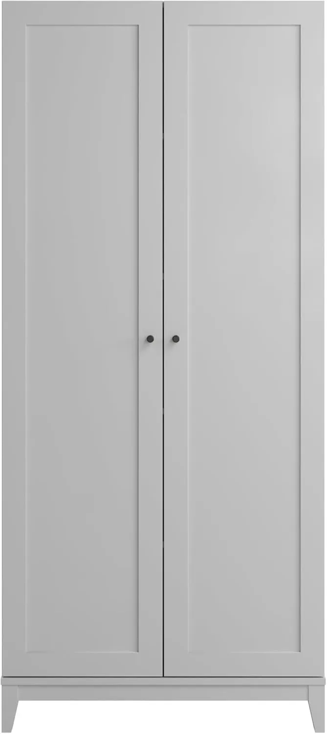 Prepac Yaletown 72" Tall Storage Cabinet with Wood Legs, Pantry Cabinet with 3 Adjustable Shelves, Bathroom, Kitchen and Home Organization in White, 16" D x 32" W x 72" H