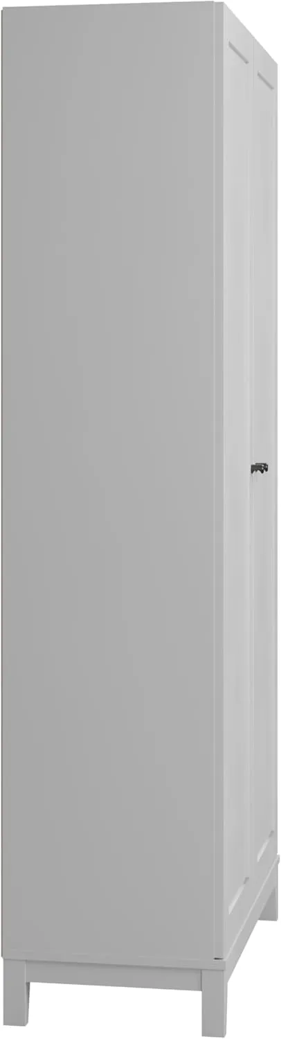 Prepac Yaletown 72" Tall Storage Cabinet with Wood Legs, Pantry Cabinet with 3 Adjustable Shelves, Bathroom, Kitchen and Home Organization in White, 16" D x 32" W x 72" H