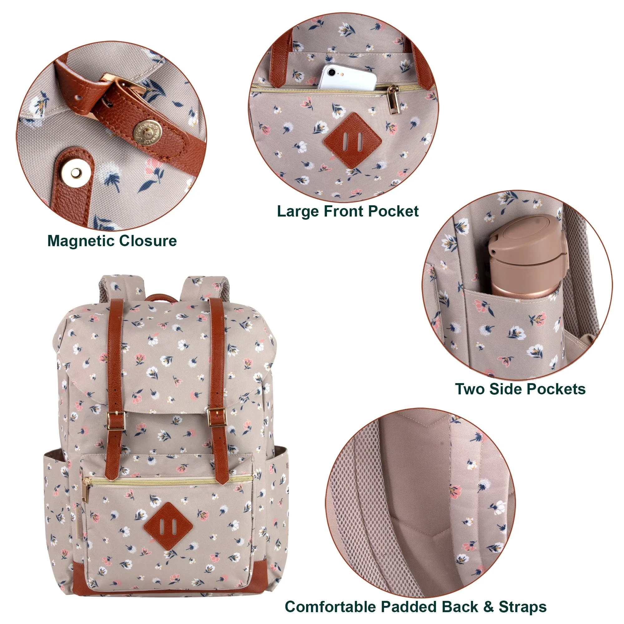 Printed Double Buckle Backpack 17-inch NoveltiesMart Wholesale