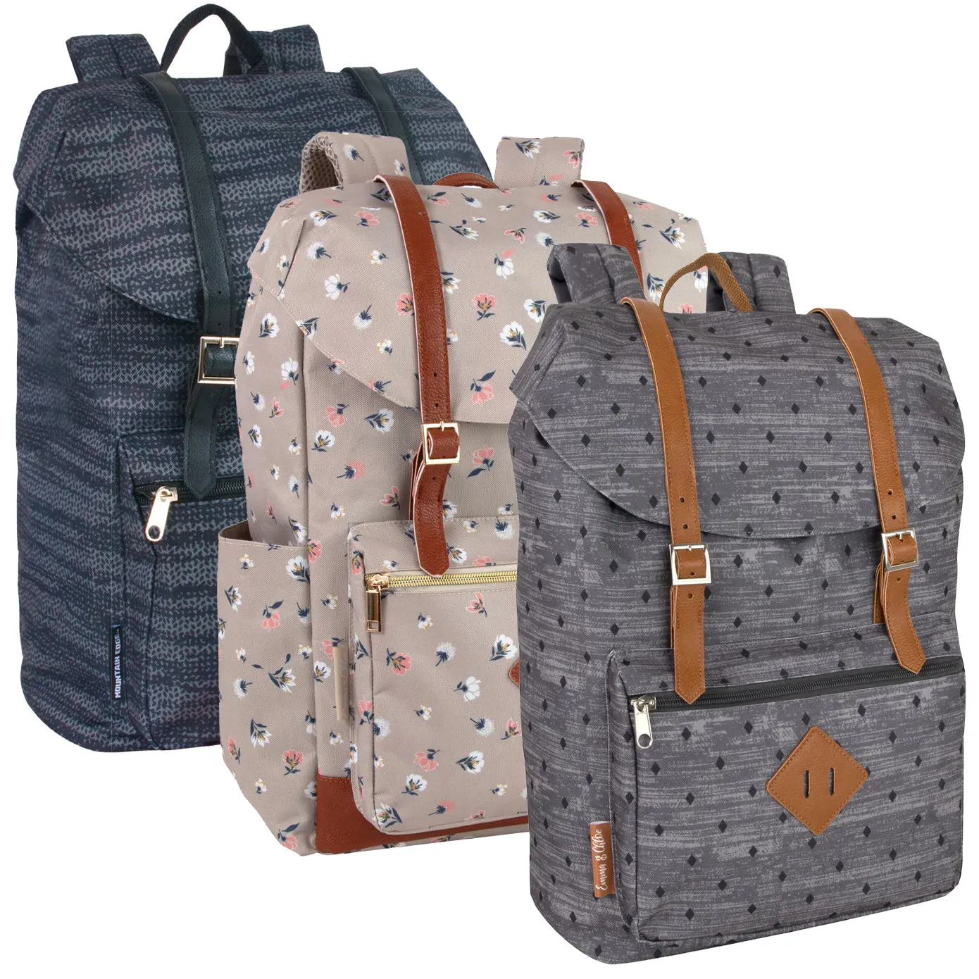 Printed Double Buckle Backpack 17-inch NoveltiesMart Wholesale