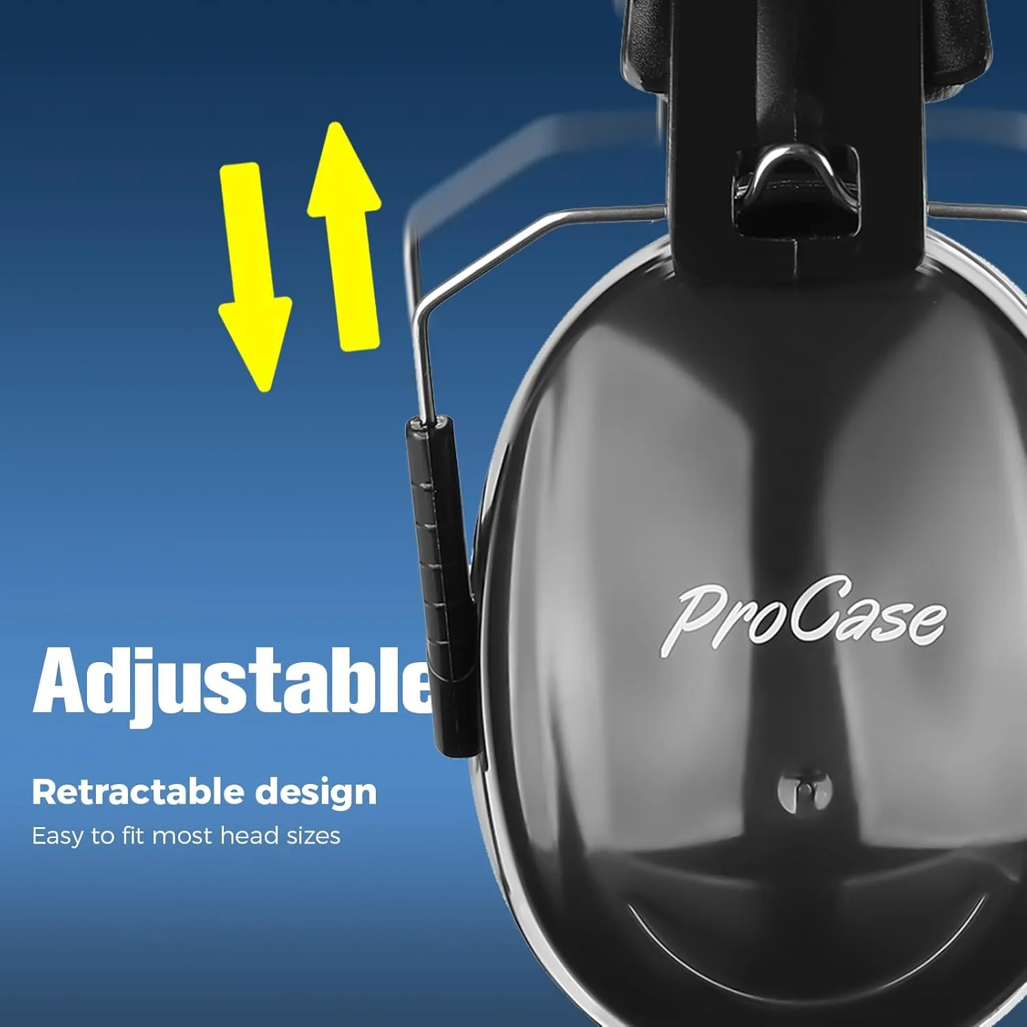 ProCase Ear Protection Earmuffs, NRR 32 dB Noise Cancelling Headphones Adults Autism, Adjustable Sound Blocking Headphones Hearing Protection Ear Muffs for Shooting Mowing Construction -Blue