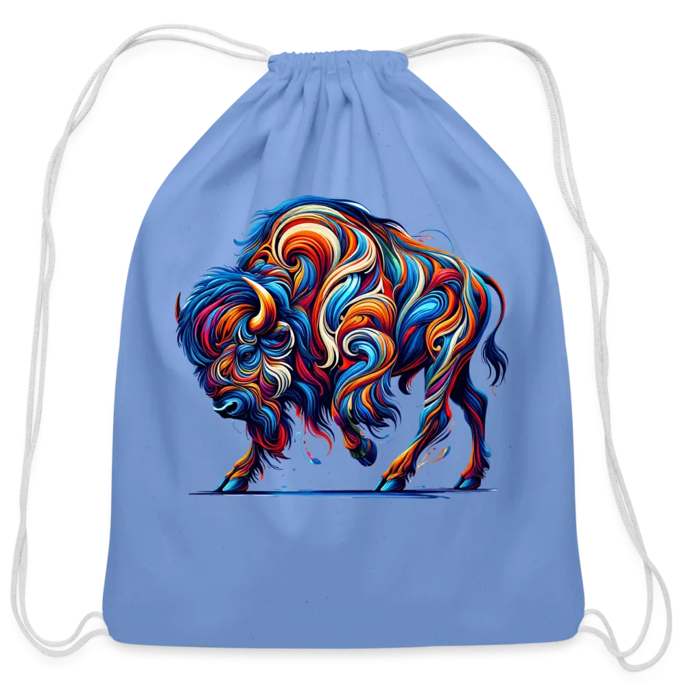 Psychedelic Bison - Cotton Drawstring Bag