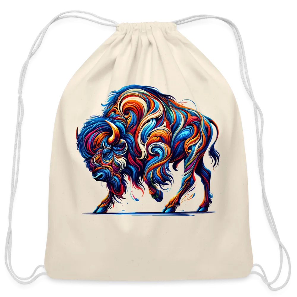 Psychedelic Bison - Cotton Drawstring Bag