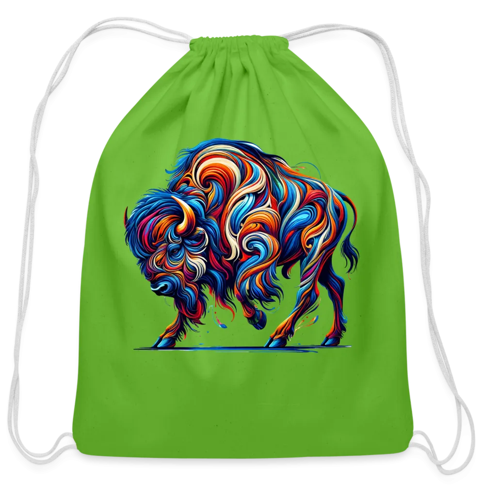 Psychedelic Bison - Cotton Drawstring Bag