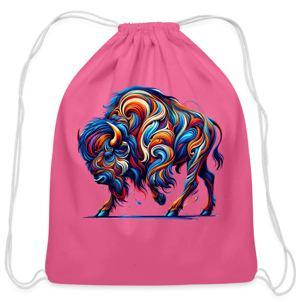 Psychedelic Bison - Cotton Drawstring Bag