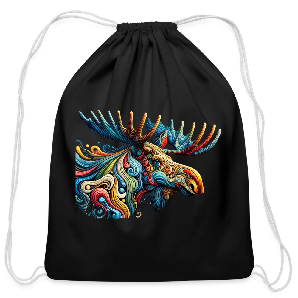 Psychedelic Moose - Cotton Drawstring Bag