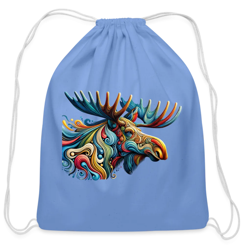 Psychedelic Moose - Cotton Drawstring Bag