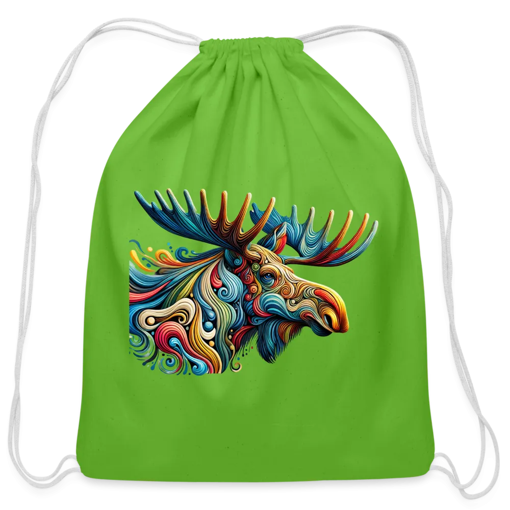 Psychedelic Moose - Cotton Drawstring Bag