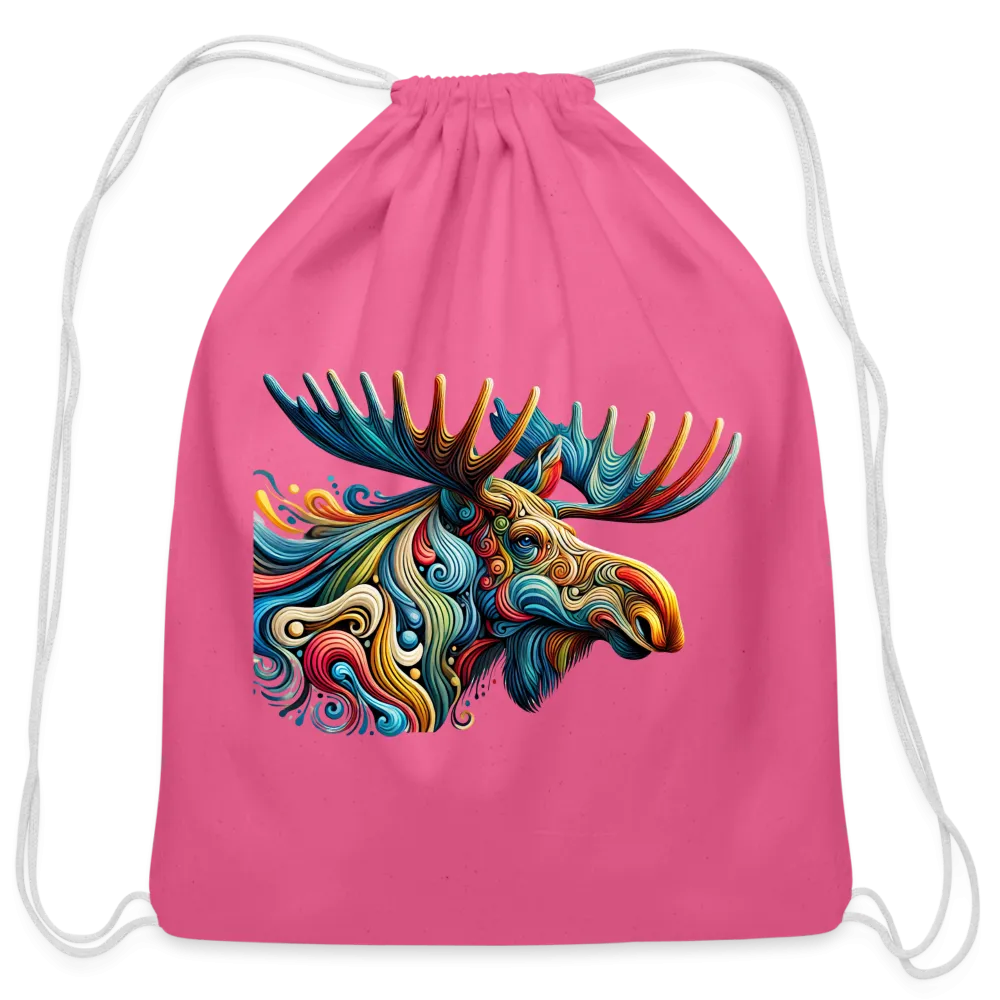 Psychedelic Moose - Cotton Drawstring Bag