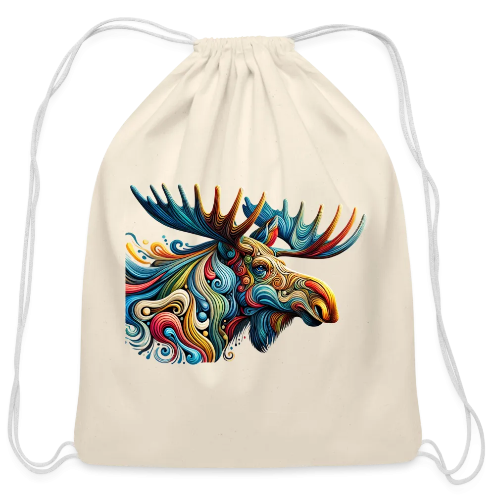 Psychedelic Moose - Cotton Drawstring Bag