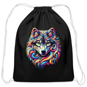 Psychedelic Wolf - Cotton Drawstring Bag