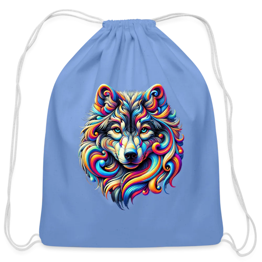 Psychedelic Wolf - Cotton Drawstring Bag
