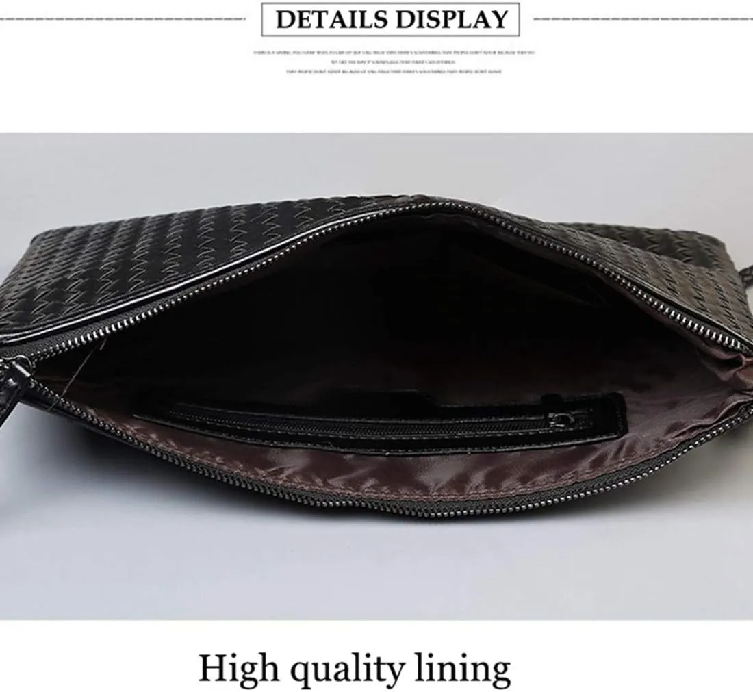 PU Leather Clutch Handbag Men Women Zipper Wallet Large Capacity Clutch Bag Document Bag Detachable Wristlet