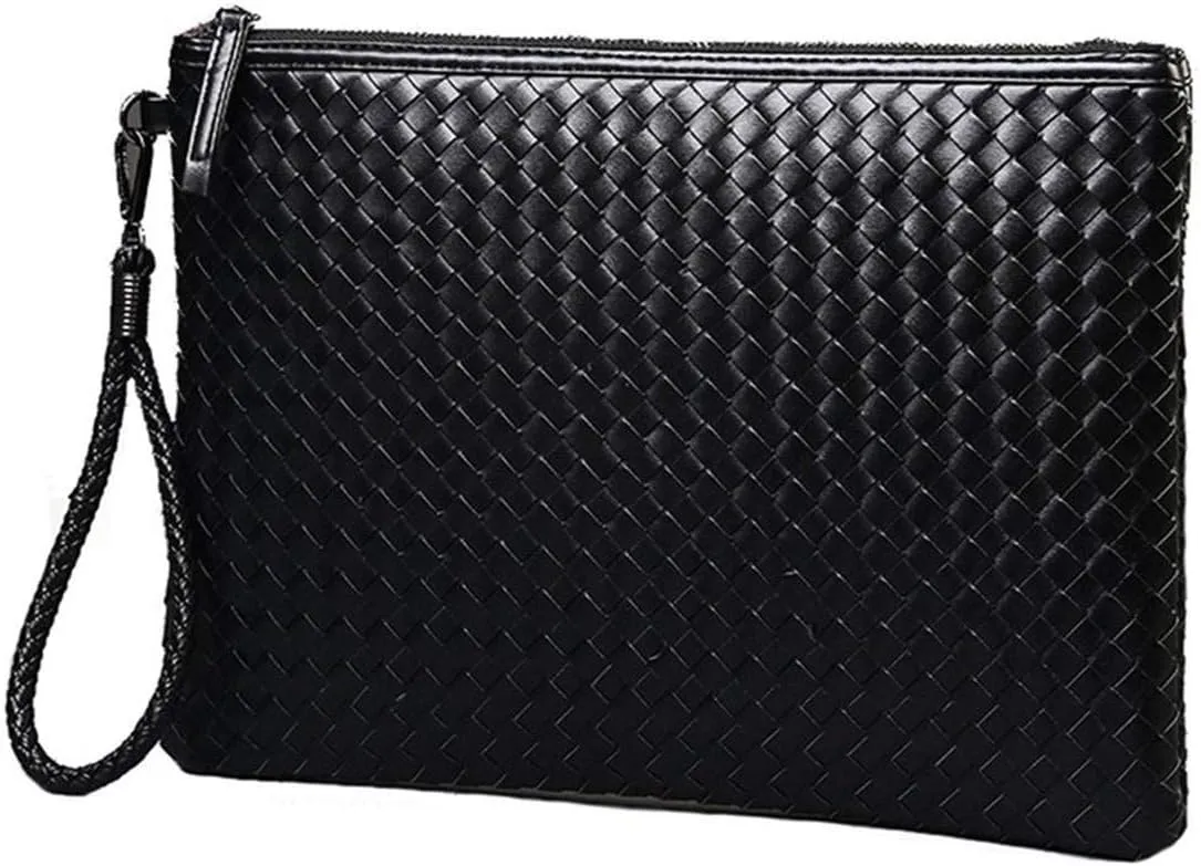 PU Leather Clutch Handbag Men Women Zipper Wallet Large Capacity Clutch Bag Document Bag Detachable Wristlet